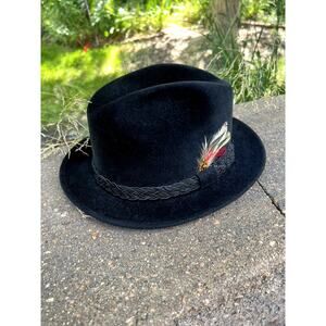 Vintage Barbisio men's fedora black Torino velour classic hat size 6 7/8 (55)
